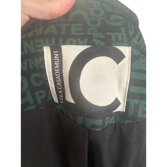 LOLA CASADEMUNT Green Black Logo Blazer Jacket Size Large - Picture 10 of 10